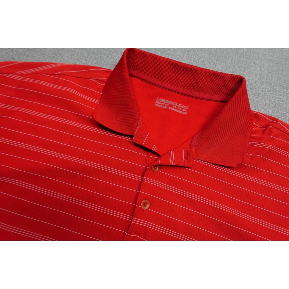 Nike Golf Dri-FIT Polo Mens 2XL Red Stripe Golf Performance Lightweight Wicking